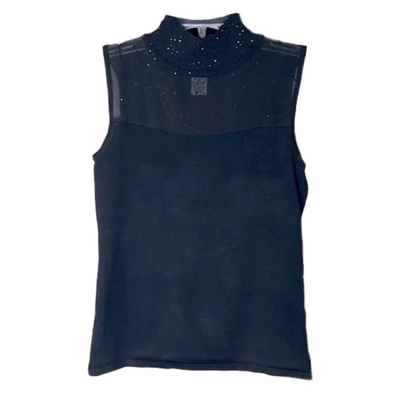 ❤️ CARMEN black sparkle mesh top Size Small - Picture 1 of 4